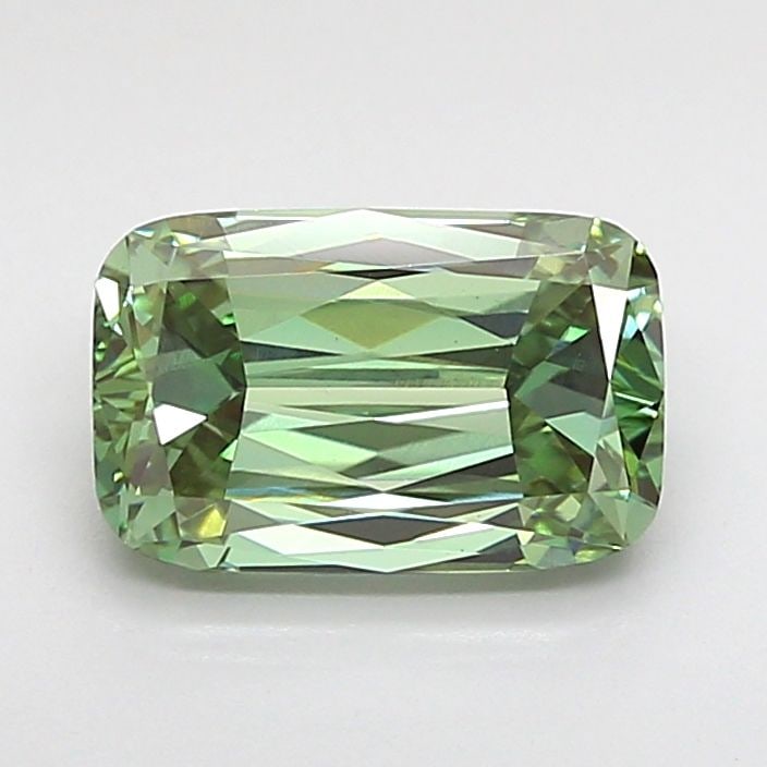 Loose Diamond - CUSHION MODIFIED 1.59ct Fancy Vivid Green VS1: Loose Diamond - CUSHION MODIFIED 1.59ct Fancy Vivid Green VS1 Source: This is a real non-mined Diamond that has been grown in a lab Shape: CUSHION MODIFIED Carats: 1.59 Color: Fancy Vivid Green Certif