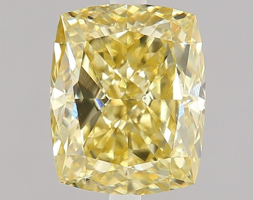 Loose Diamond - CUSHION MODIFIED 1.72ct Fancy Yellow VVS2: Loose Diamond - CUSHION MODIFIED 1.72ct Fancy Yellow VVS2 Source: This is a real non-mined Diamond that has been grown in a lab Shape: CUSHION MODIFIED Carats: 1.72 Color: Fancy Yellow Certification: 
