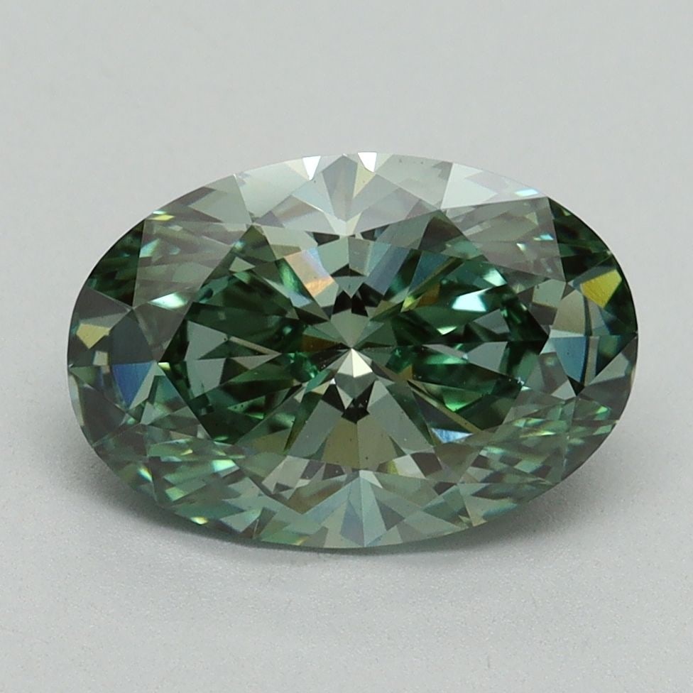 Loose Diamond - OVAL 2.43ct Fancy Vivid Green VS1: Loose Diamond - OVAL 2.43ct Fancy Vivid Green VS1 Source: This is a real non-mined Diamond that has been grown in a lab Shape: OVAL Carats: 2.43 Color: Fancy Vivid Green Certification: IGI Video: