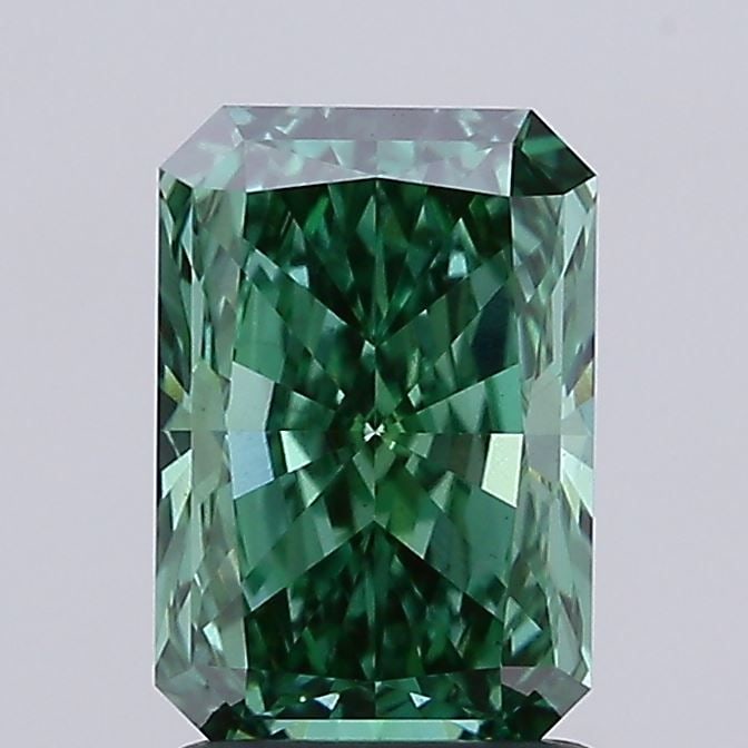 Loose Diamond - RADIANT 1.72ct Fancy Vivid Green VS1: Loose Diamond - RADIANT 1.72ct Fancy Vivid Green VS1 Source: This is a real non-mined Diamond that has been grown in a lab Shape: RADIANT Carats: 1.72 Color: Fancy Vivid Green Certification: IGI Video