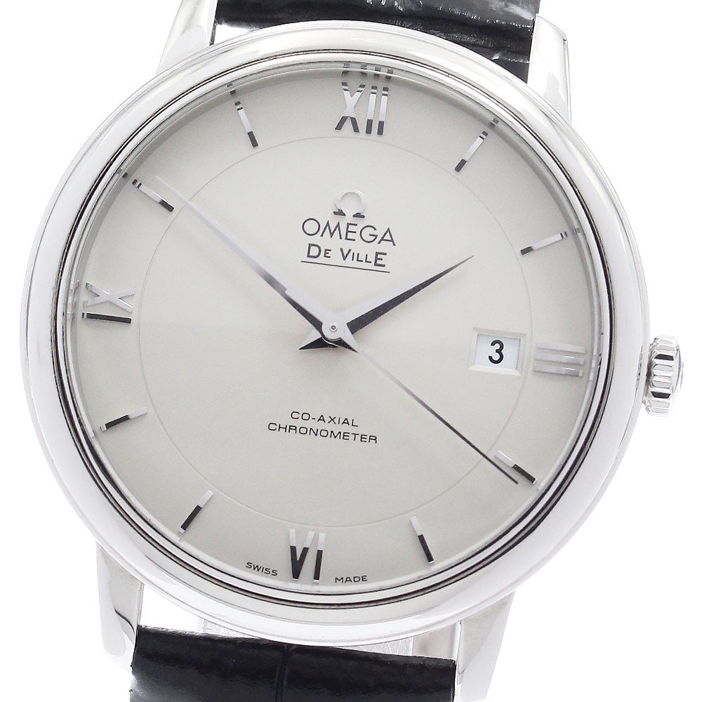 OMEGA De Ville Prestige Co-Axial Automatic Date Watch Ref 424.13.40.20.02.001: OMEGA De Ville Prestige Co-Axial Automatic Date Watch Ref 424.13.40.20.02.001 OMEGA De Ville Prestige Co-Axial wristwatch with automatic movement and date function. This men's watch features a silver 