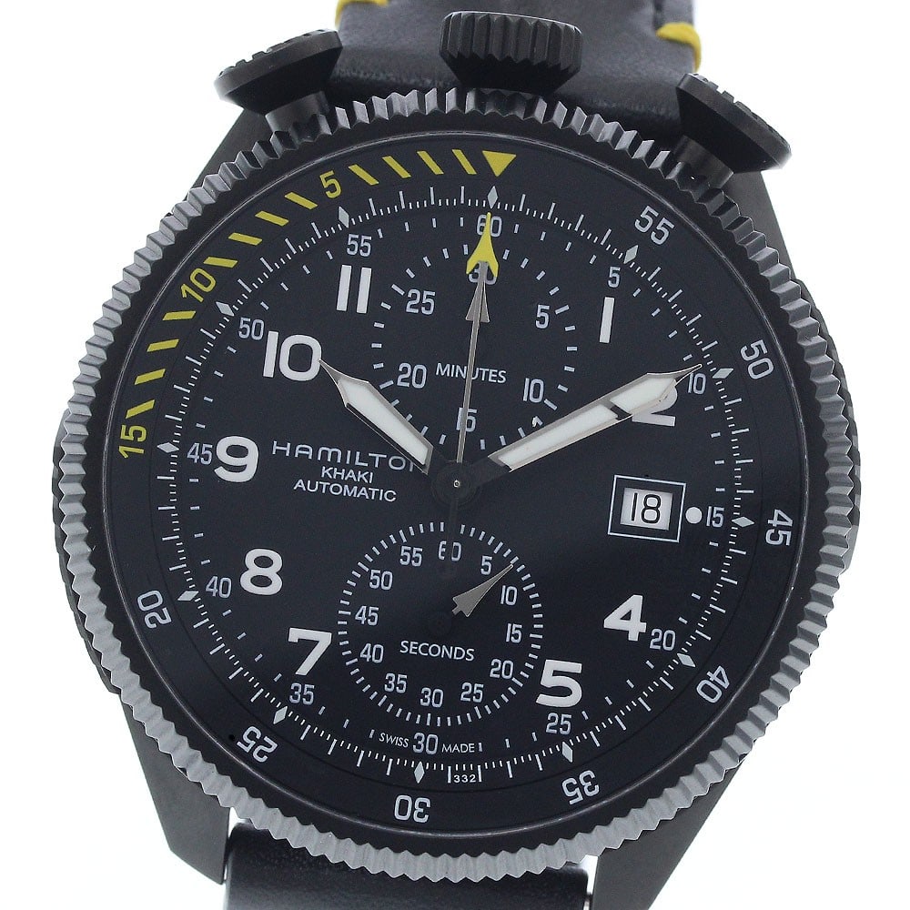 Hamilton Khaki Aviation Takeoff Automatic Chronograph Mens Watch H76786733: Hamilton Khaki Aviation Takeoff Automatic Chronograph Mens Watch H76786733 Hamilton Khaki Aviation Takeoff Chronograph automatic wristwatch for men. This Swiss-made model features a black dial with da