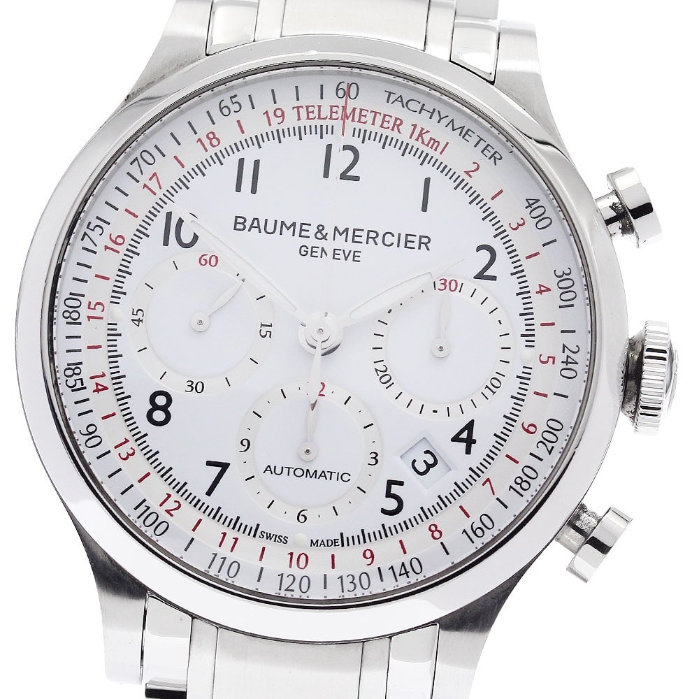 Baume Mercier Capeland mens automatic chronograph date watch 65726 M0A10082: Baume Mercier Capeland mens automatic chronograph date watch 65726 M0A10082 Baume & Mercier Capeland automatic wristwatch with chronograph, date, and small seconds functions. This men's watch features