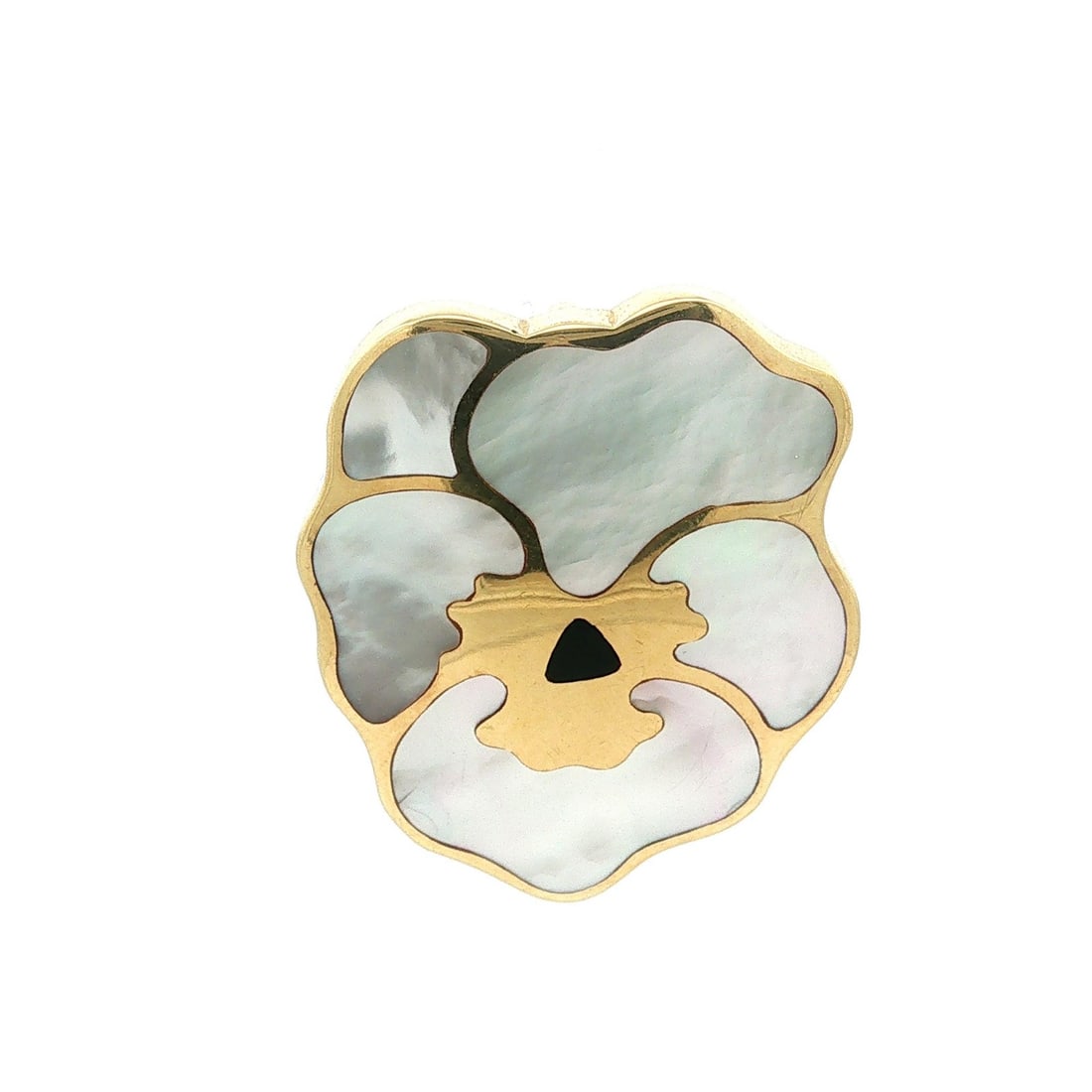 Tiffany & Co Angela Cummings Pansy Brooch Pendant 18k Gold Mother of Pearl: Tiffany & Co Angela Cummings Pansy Brooch Pendant 18k Gold Mother of Pearl Angela Cummings for Tiffany & Co. pansy-form brooch pendant crafted in solid 18k yellow gold with inlaid natural mother of pe