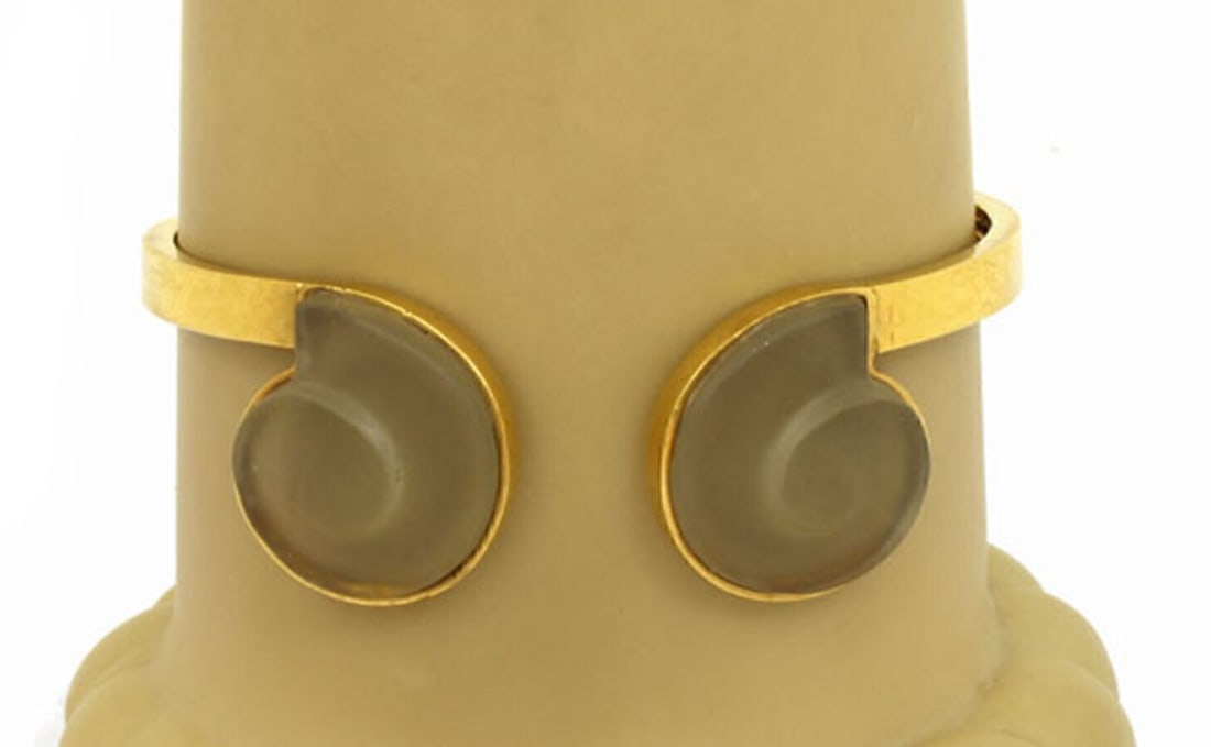 Ilias Lalaounis 18k Yellow Gold Rock Crystal Open Cuff Bracelet (1 of 4)