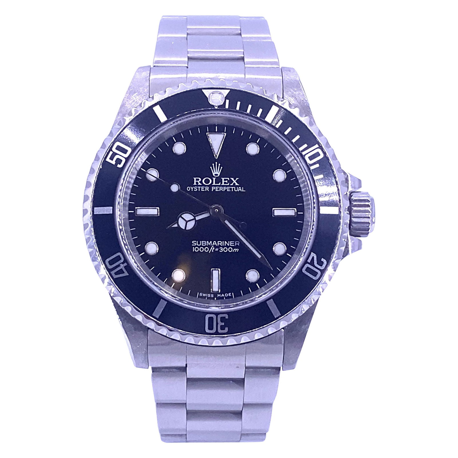 Rolex 14060 Submariner No Date Automatic Watch with 2010 Service Card: Rolex 14060 Submariner No Date Automatic Watch with 2010 Service Card Rolex Submariner No Date wristwatch with automatic movement and a black dial and black bezel. This stainless steel model features 