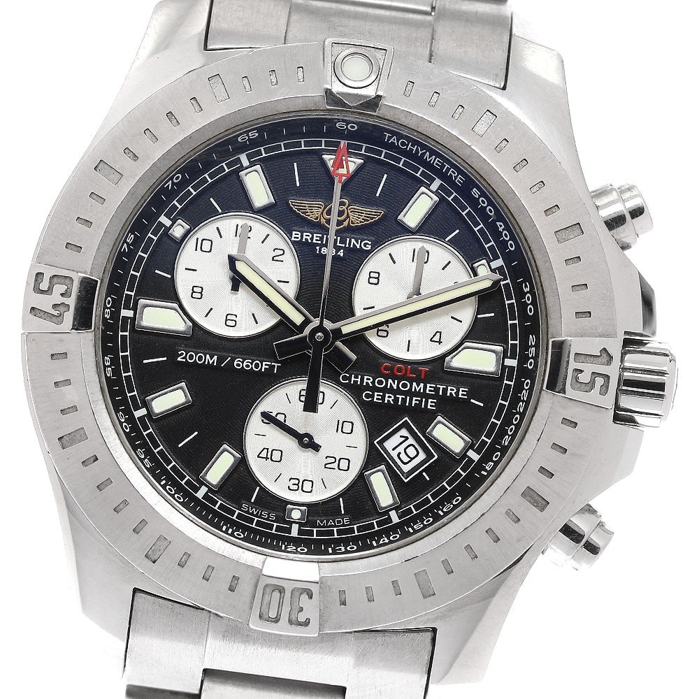 Breitling Colt A73388 mens quartz chronograph wristwatch black dial (1 of 6)