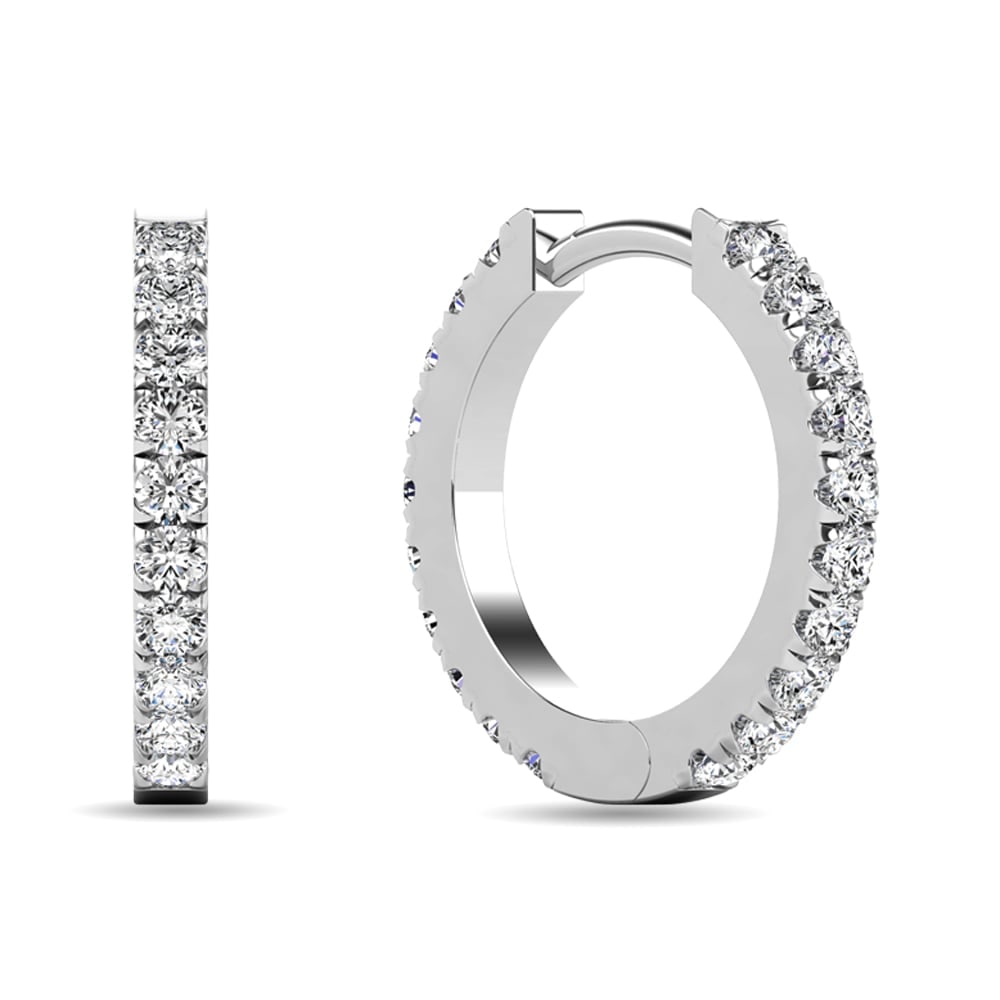 Diamond 5/8 Ct.tw Hoop Earrings in 10K White Gold: Diamond 5/8 Ct.tw Hoop Earrings in 10K White Gold 10k White Gold Stone Color: G-h Stone Clarity: I2 This item may take 2-5 weeks for shipping. The Diamond Depot Guarantee: All items in this auction ar
