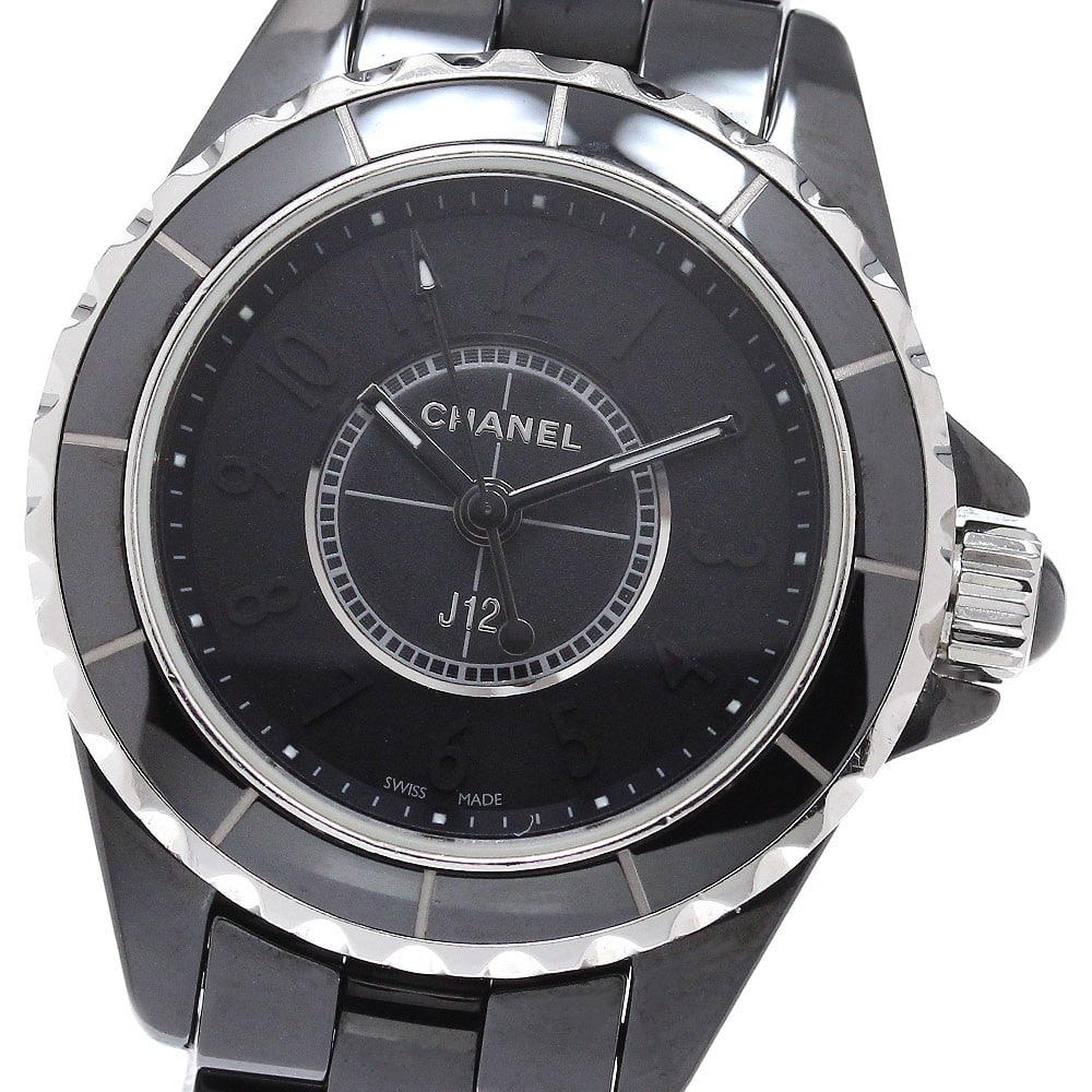 CHANEL J12 Intense Black H4196 Quartz Ladies Wristwatch: CHANEL J12 Intense Black H4196 Quartz Ladies Wristwatch CHANEL J12 Intense Black women's wristwatch with a quartz movement and black dial. This Swiss-made watch features a ceramic and stainless steel 