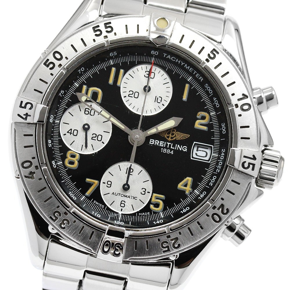 Breitling Colt A13035.1 automatic chronograph mens stainless steel watch: Breitling Colt A13035.1 automatic chronograph mens stainless steel watch Breitling Colt chronograph automatic men's wristwatch with a black dial and stainless steel case and bracelet. Features include