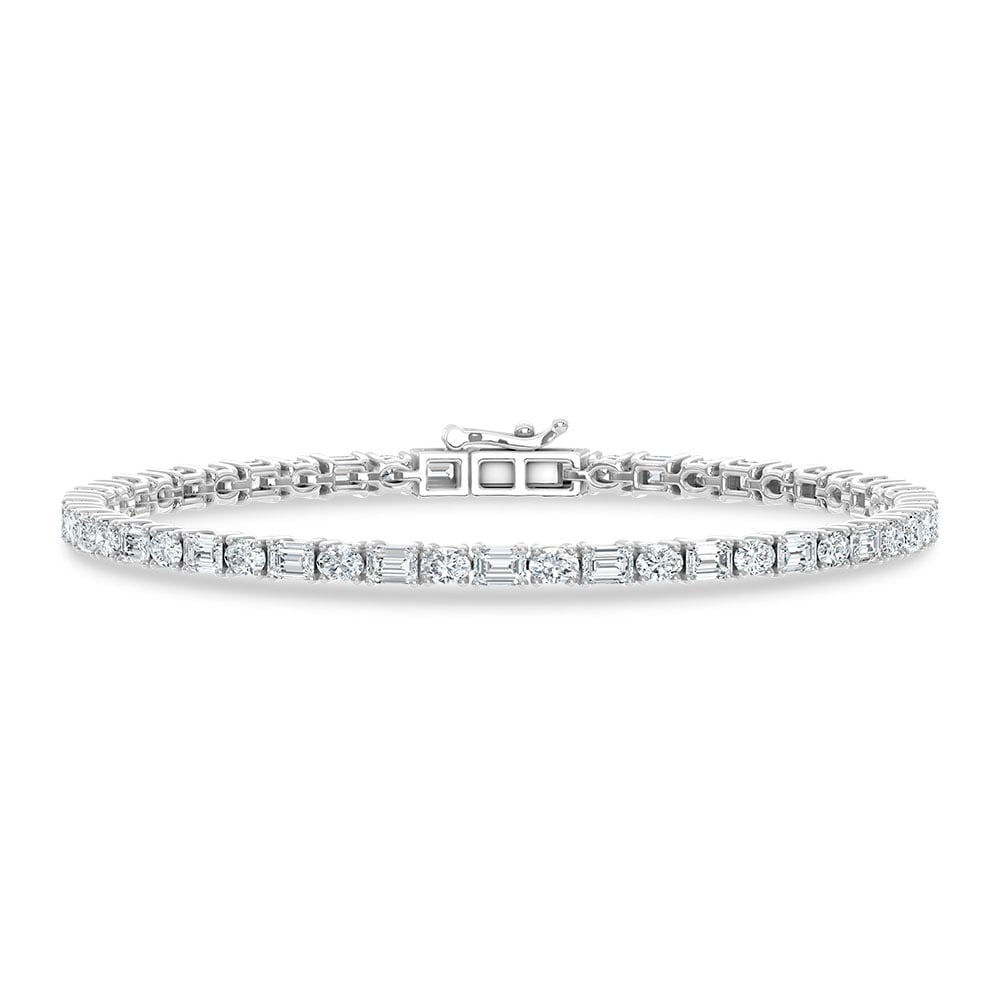 14K White Gold Lab Grown Diamond 4 1/4 Ct.Tw. Emerald and Oval Shape Fashion Bracelet: 14K White Gold Lab Grown Diamond 4 1/4 Ct.Tw. Emerald and Oval Shape Fashion Bracelet This 14K White Gold fashion bracelet showcases emerald and oval-shaped lab grown diamonds totaling 4 1/4 Ct.Tw., r