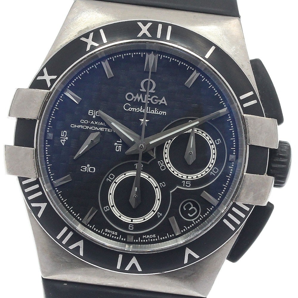 OMEGA Constellation Double Eagle 121.92.35.50.01.001 Womens Automatic Watch: OMEGA Constellation Double Eagle 121.92.35.50.01.001 Womens Automatic Watch OMEGA Constellation Double Eagle chronograph wristwatch with an automatic movement and black dial. This women's watch featur