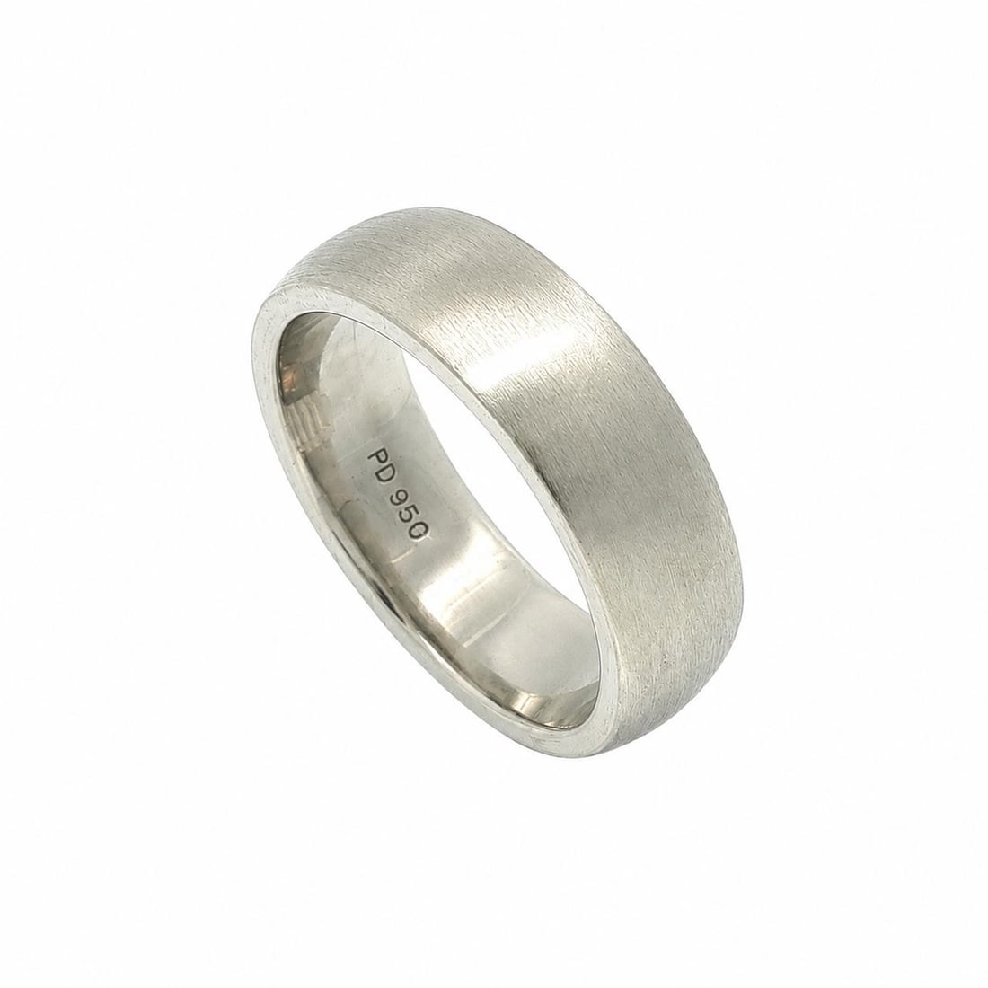 Mens 950 Palladium Wedding Band Ring Brushed 6.2mm Size 7.5: Mens 950 Palladium Wedding Band Ring Brushed 6.2mm Size 7.5 Classic men's wedding band crafted in solid 950 palladium with a brushed finish. This pre-owned ring has a substantial feel and shows light 
