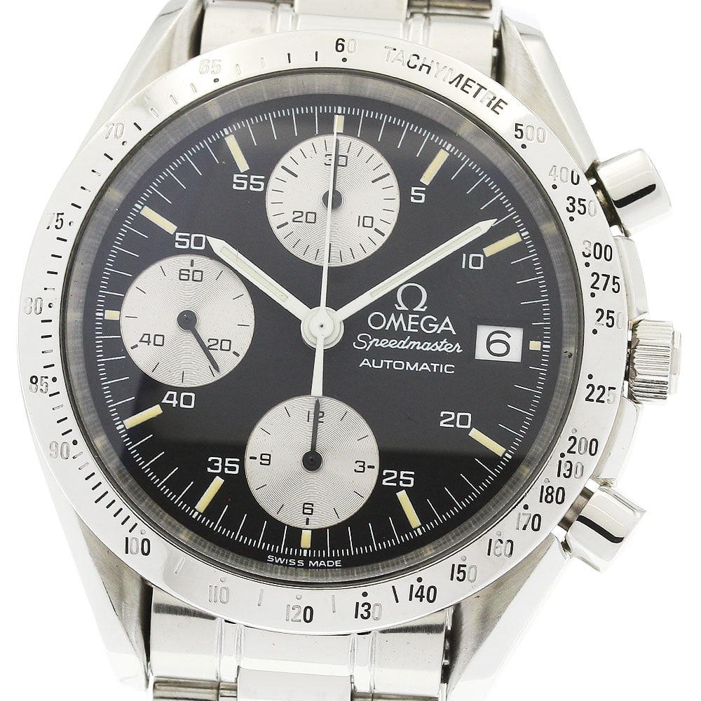 OMEGA Speedmaster 3511.50 automatic chronograph date mens wristwatch: OMEGA Speedmaster 3511.50 automatic chronograph date mens wristwatch Omega Speedmaster Date chronograph automatic men's wristwatch with a stainless steel case and bracelet, black and silver dial, and 