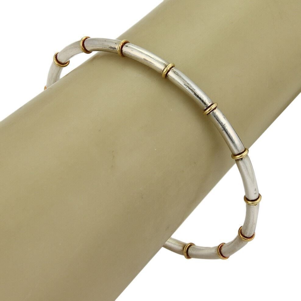 Gurhan MIDNIGHT Sterling Silver Bangle Bracelet 24k Gold Overlay 8.5": Gurhan MIDNIGHT Sterling Silver Bangle Bracelet 24k Gold Overlay 8.5" Authentic Gurhan MIDNIGHT bangle bracelet crafted in sterling silver with a 24k gold overlay. This signed bracelet features a slee