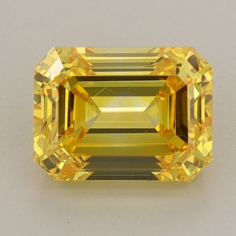Loose Diamond - EMERALD 2.09ct Fancy Vivid Yellow VVS2: Loose Diamond - EMERALD 2.09ct Fancy Vivid Yellow VVS2 Source: This is a real non-mined Diamond that has been grown in a lab Shape: EMERALD Carats: 2.09 Color: Fancy Vivid Yellow Certification: IGI Th
