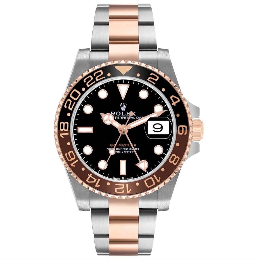 Rolex 126711CHNR GMT-Master II Root Beer watch black dial Oyster bracelet: Rolex 126711CHNR GMT-Master II Root Beer watch black dial Oyster bracelet Rolex GMT-Master II "Root Beer" wristwatch with a black dial, ceramic bezel, and Oyster bracelet. This 2024 example is identif