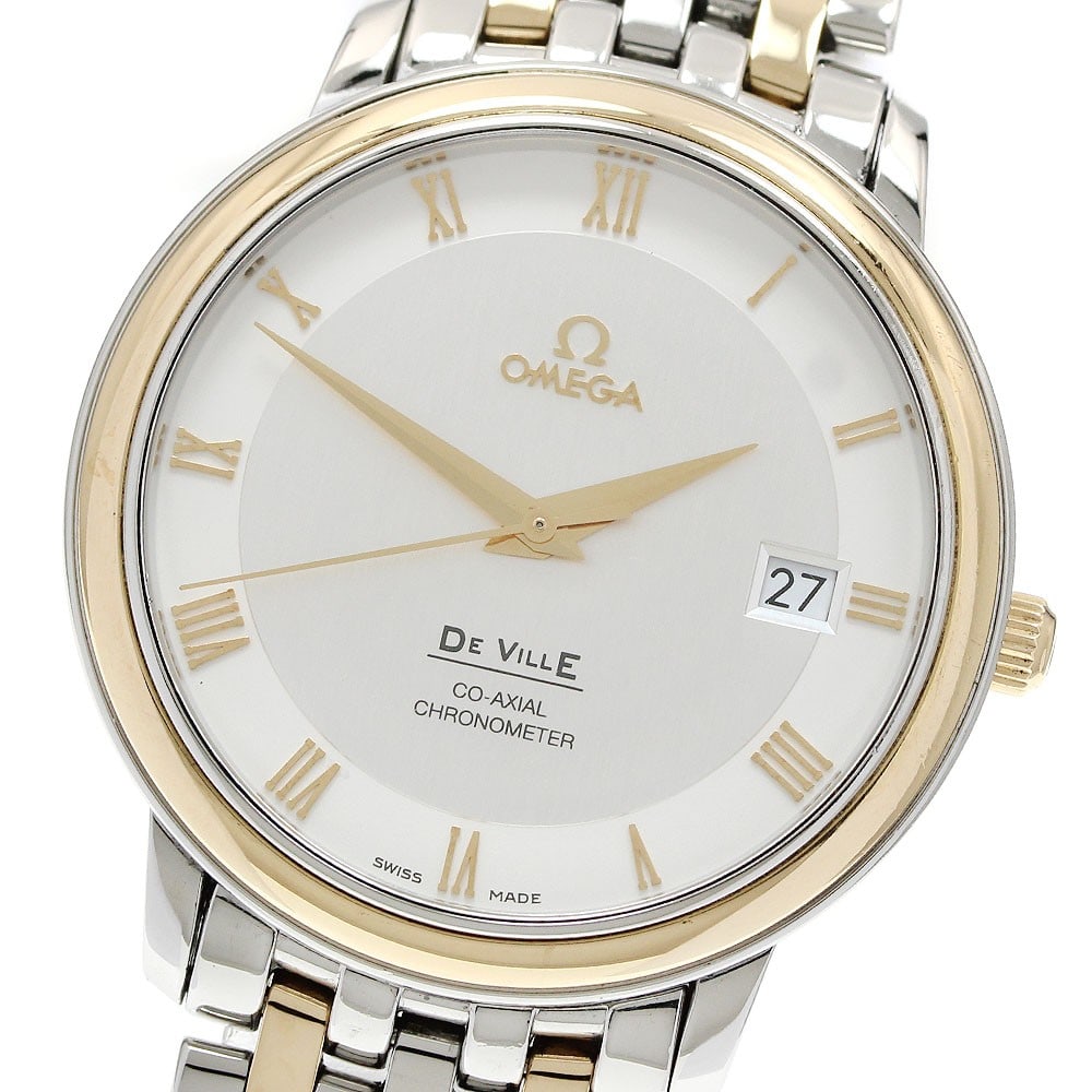 OMEGA De Ville Prestige 4374.31 men's automatic chronometer watch: OMEGA De Ville Prestige 4374.31 men's automatic chronometer watch OMEGA De Ville Prestige Co-Axial Chronometer automatic men's wristwatch with a silver dial and date display. This watch-only offering 