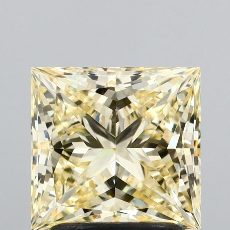 Loose Diamond - PRINCESS 2.01ct Fancy Light Yellow VS2: Loose Diamond - PRINCESS 2.01ct Fancy Light Yellow VS2 Source: This is a real non-mined Diamond that has been grown in a lab Shape: PRINCESS Carats: 2.01 Color: Fancy Light Yellow Certification: IGI V