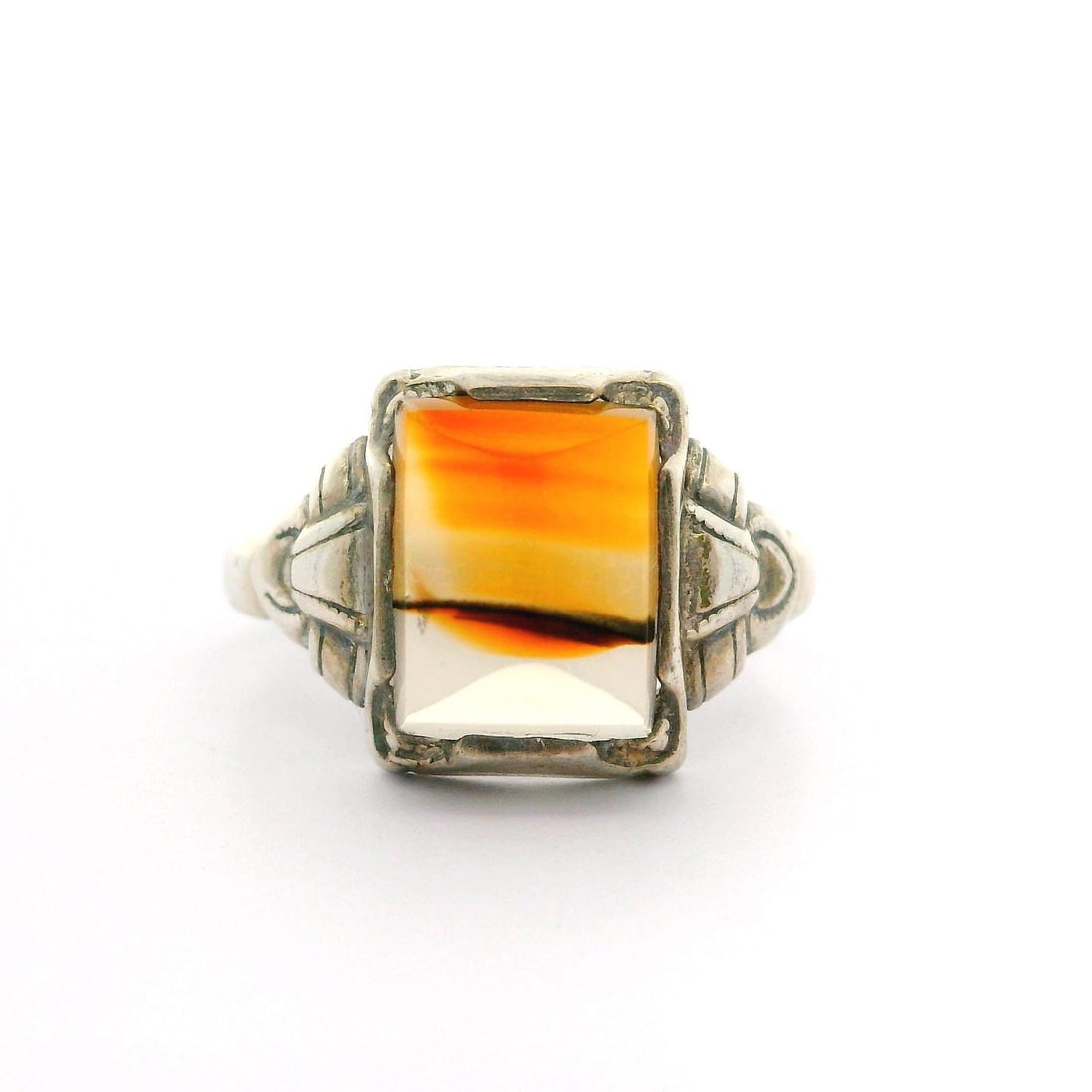 Vintage Sterling Silver Watermelon Agate Cocktail Ring by Ostby & Barton: Vintage Sterling Silver Watermelon Agate Cocktail Ring by Ostby & Barton This exquisite vintage cocktail ring features a stunning genuine Watermelon Agate stone, beautifully bezel set in a sleek sterl