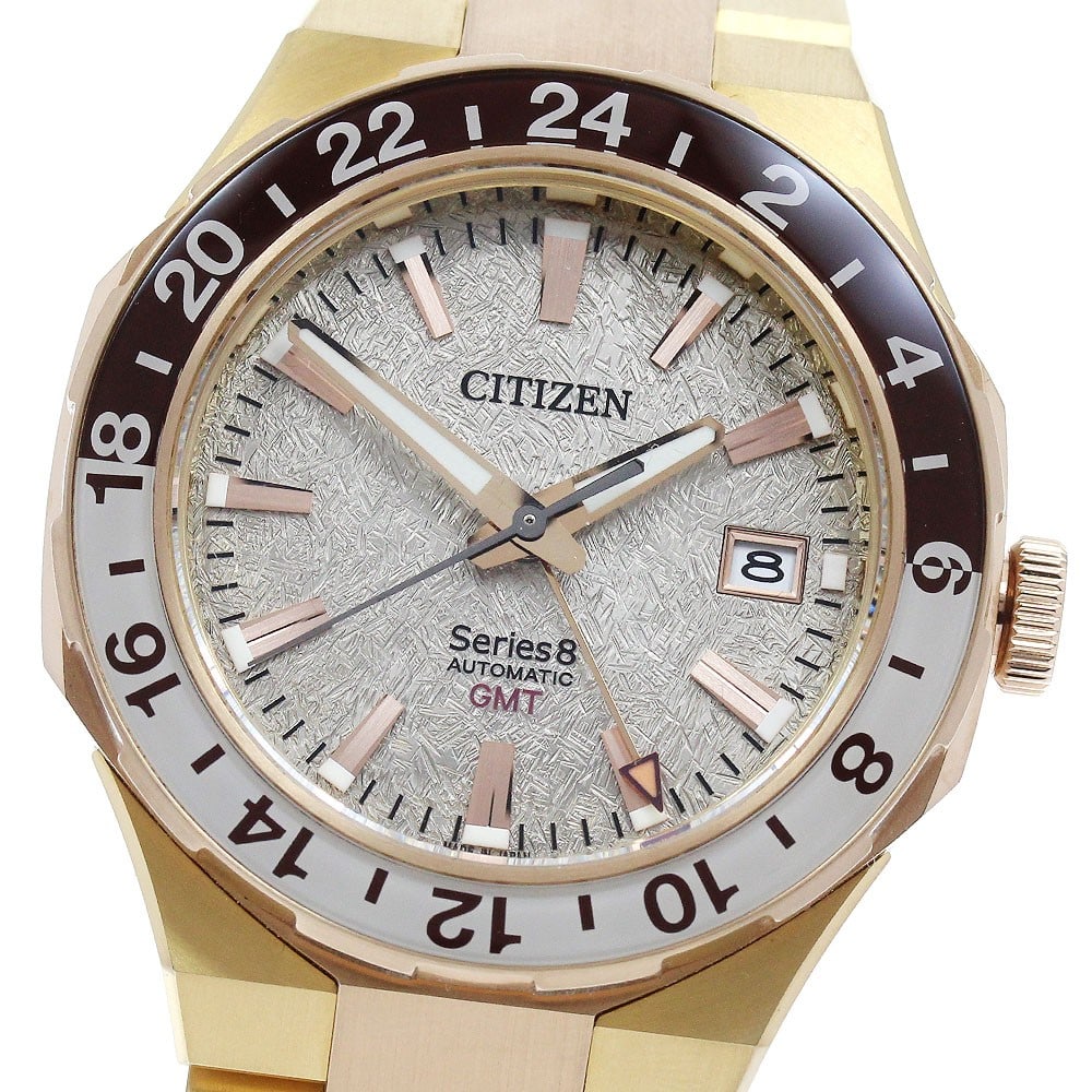 Citizen Series 8 NB6032-53P Gold Dial GMT Automatic Mens Wristwatch: Citizen Series 8 NB6032-53P Gold Dial GMT Automatic Mens Wristwatch CITIZEN Series 8 mechanical men's wristwatch with automatic movement, gold-tone dial, and GMT and date functions. This Japan-made wa