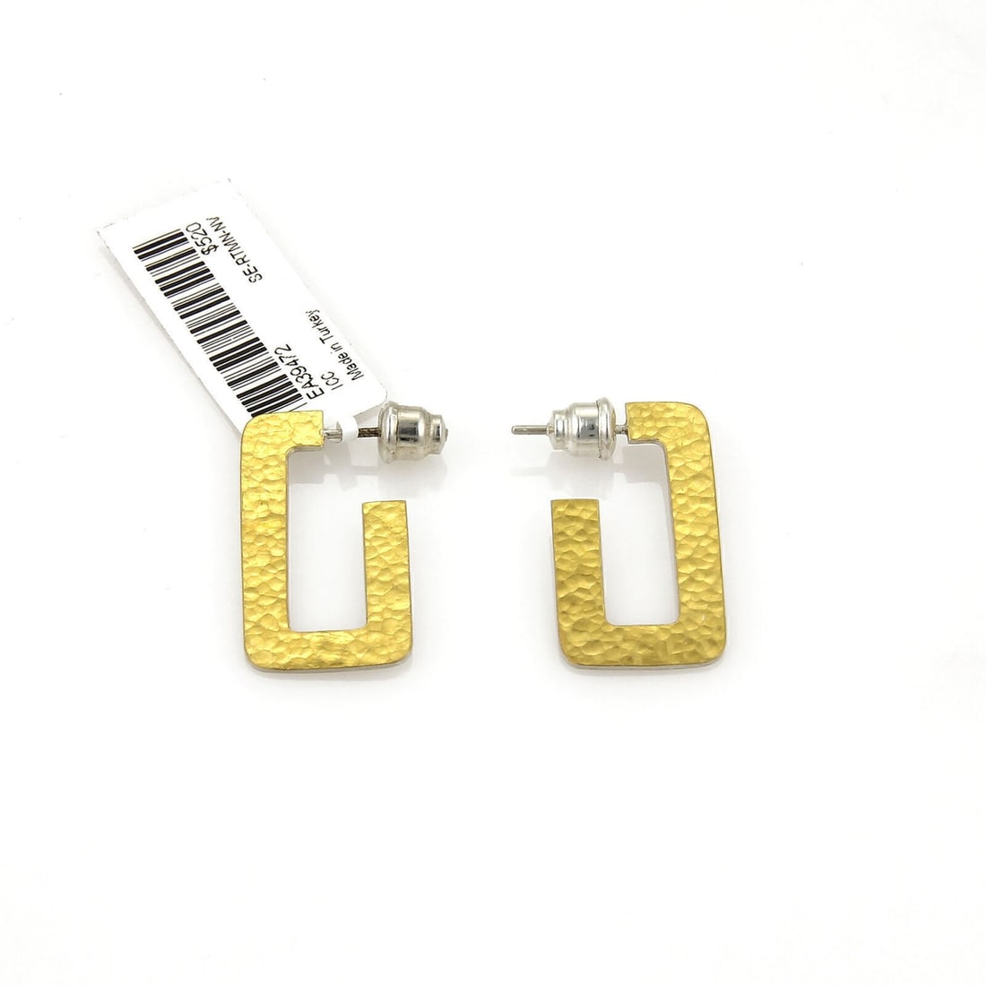 Gurhan Narrow Hoop Earrings Sterling Silver with 24k Gold Accents: Gurhan Narrow Hoop Earrings Sterling Silver with 24k Gold Accents Pre-owned Gurhan narrow hoop earrings with a sculptural mixed-metal design. Crafted in sterling silver with 24k gold accents, these pi