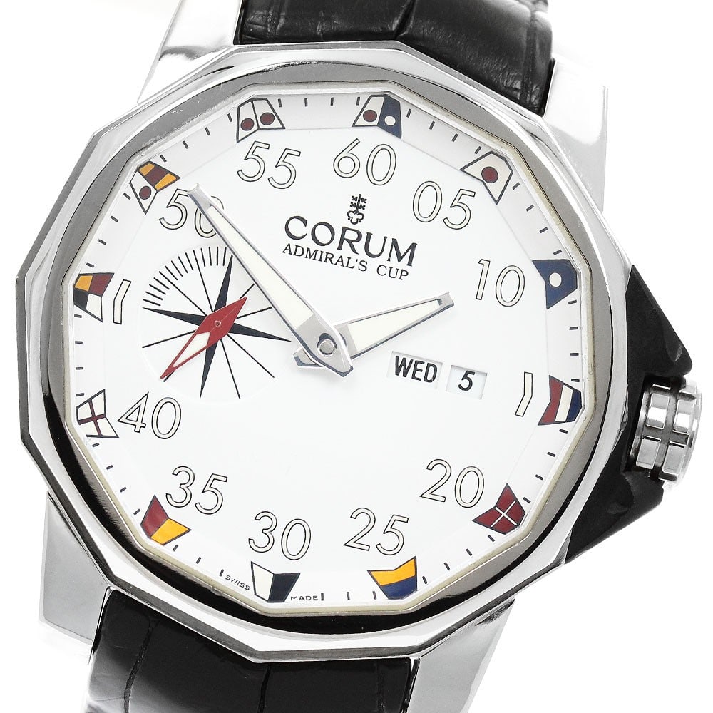 CORUM Admiral's Cup Competition 48 Automatic Men's Titanium Watch 01.0001: CORUM Admiral's Cup Competition 48 Automatic Men's Titanium Watch 01.0001 CORUM Admiral's Cup Competition 48 Small Seconds automatic wristwatch for men. This watch features a white dial with day-date 