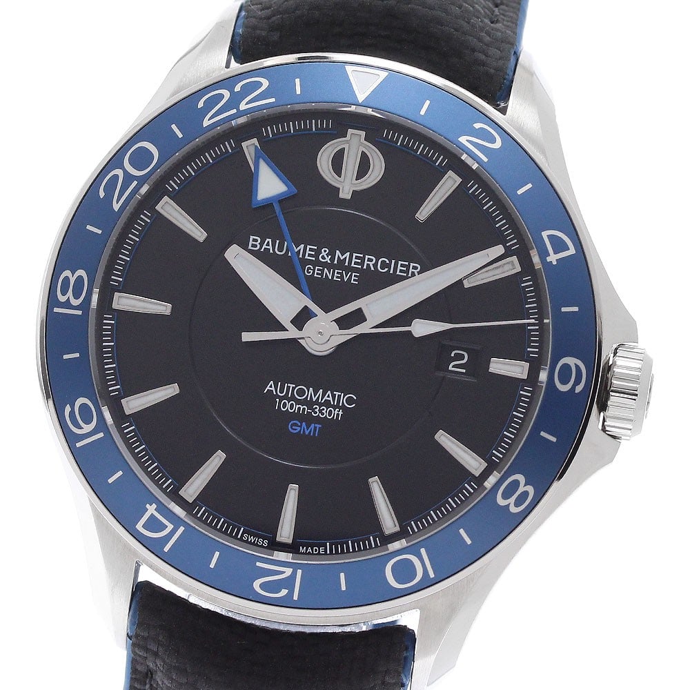 Baume Mercier Clifton Club GMT Automatic Date Mens Wristwatch M0A10486: Baume Mercier Clifton Club GMT Automatic Date Mens Wristwatch M0A10486 Baume & Mercier Clifton Club GMT Date automatic men's wristwatch with a black dial and stainless steel case. This watch features 