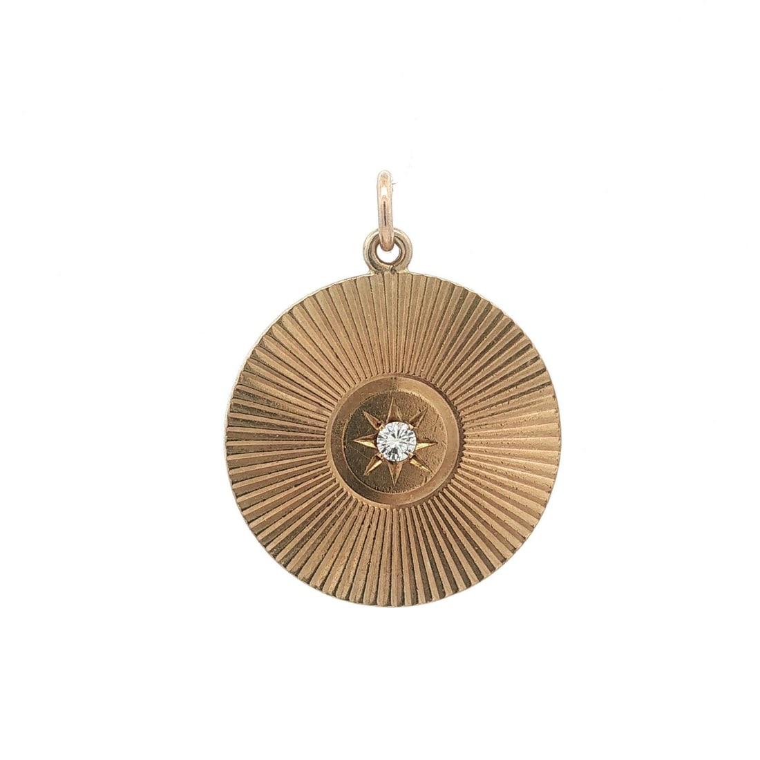 14k Yellow Gold Medallion Pendant with Pave Diamond Star (1 of 6)