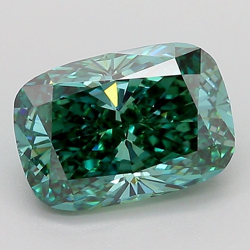 Loose Diamond - CUSHION MODIFIED 2.53ct Fancy Vivid Green VS2: Loose Diamond - CUSHION MODIFIED 2.53ct Fancy Vivid Green VS2 Source: This is a real non-mined Diamond that has been grown in a lab Shape: CUSHION MODIFIED Carats: 2.53 Color: Fancy Vivid Green Certif