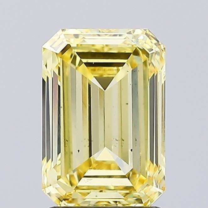 Loose Diamond - EMERALD 2.04ct Fancy Intense Yellow VS2: Loose Diamond - EMERALD 2.04ct Fancy Intense Yellow VS2 Source: This is a real non-mined Diamond that has been grown in a lab Shape: EMERALD Carats: 2.04 Color: Fancy Intense Yellow Certification: IGI
