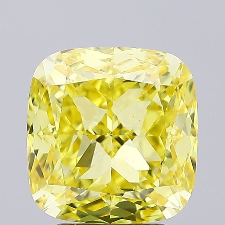 Loose Diamond - CUSHION MODIFIED 3.92ct Fancy Vivid Yellow VS1: Loose Diamond - CUSHION MODIFIED 3.92ct Fancy Vivid Yellow VS1 Source: This is a real non-mined Diamond that has been grown in a lab Shape: CUSHION MODIFIED Carats: 3.92 Color: Fancy Vivid Yellow Cert