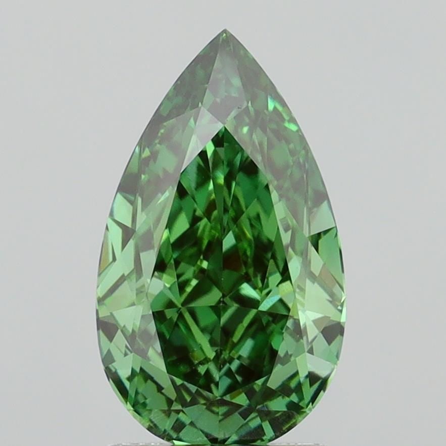 Loose Diamond - PEAR 2.08ct Fancy Vivid Green VVS2: Loose Diamond - PEAR 2.08ct Fancy Vivid Green VVS2 Source: This is a real non-mined Diamond that has been grown in a lab Shape: PEAR Carats: 2.08 Color: Fancy Vivid Green Certification: IGI Video: