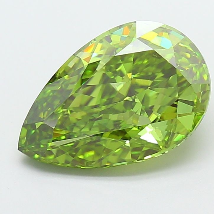 Loose Diamond - PEAR 3.56ct Fancy Vivid Green VS1: Loose Diamond - PEAR 3.56ct Fancy Vivid Green VS1 Source: This is a real non-mined Diamond that has been grown in a lab Shape: PEAR Carats: 3.56 Color: Fancy Vivid Green Certification: IGI Video: