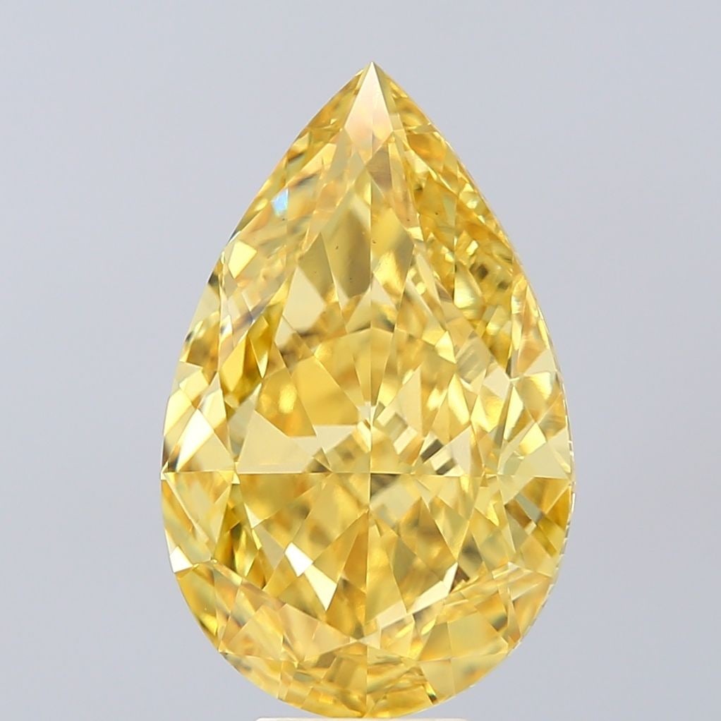 Loose Diamond - PEAR 8.27ct Fancy Vivid Yellow VS1: Loose Diamond - PEAR 8.27ct Fancy Vivid Yellow VS1 Source: This is a real non-mined Diamond that has been grown in a lab Shape: PEAR Carats: 8.27 Color: Fancy Vivid Yellow Certification: IGI Video: