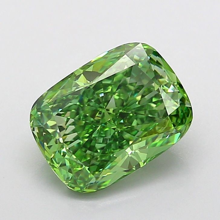 Loose Diamond - CUSHION MODIFIED 2.1ct Fancy Vivid Green VVS2: Loose Diamond - CUSHION MODIFIED 2.1ct Fancy Vivid Green VVS2 Source: This is a real non-mined Diamond that has been grown in a lab Shape: CUSHION MODIFIED Carats: 2.1 Color: Fancy Vivid Green Certifi