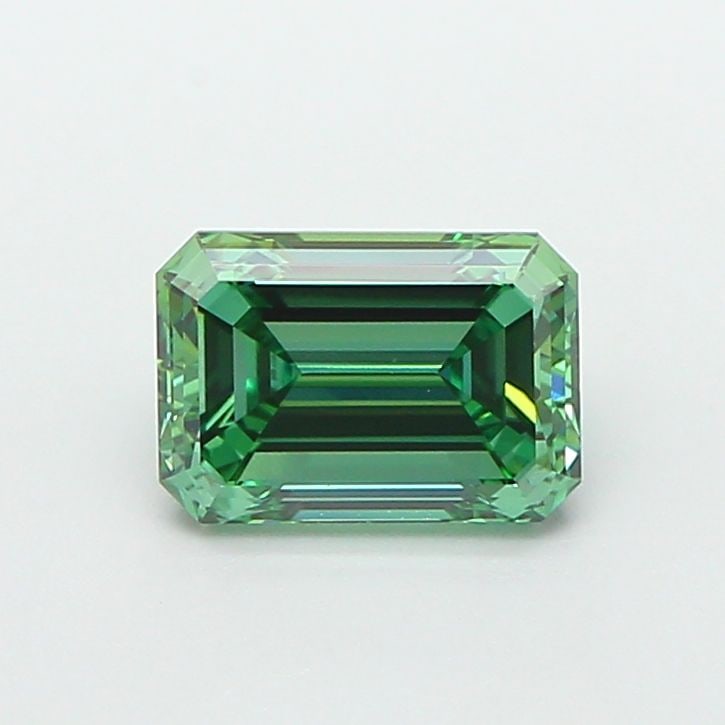 Loose Diamond - EMERALD 1.21ct Fancy Vivid Green VVS2: Loose Diamond - EMERALD 1.21ct Fancy Vivid Green VVS2 Source: This is a real non-mined Diamond that has been grown in a lab Shape: EMERALD Carats: 1.21 Color: Fancy Vivid Green Certification: IGI Vide
