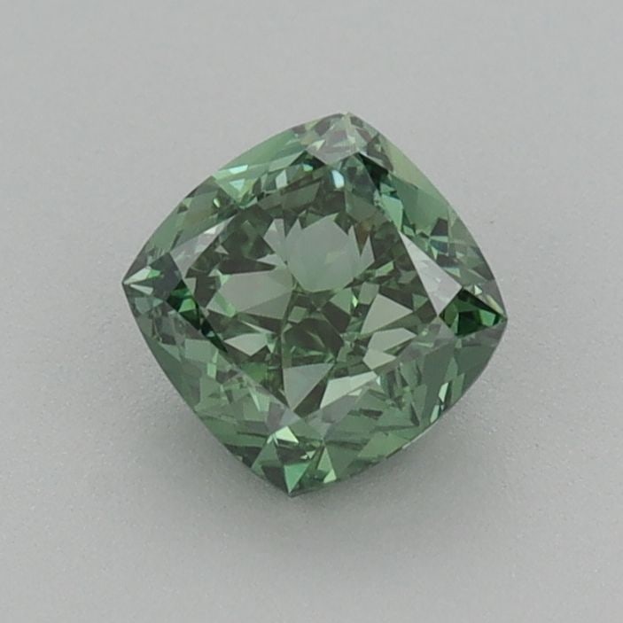 Loose Diamond - CUSHION MODIFIED 0.77ct Fancy Vivid Green VVS2: Loose Diamond - CUSHION MODIFIED 0.77ct Fancy Vivid Green VVS2 Source: This is a real non-mined Diamond that has been grown in a lab Shape: CUSHION MODIFIED Carats: 0.77 Color: Fancy Vivid Green Certi