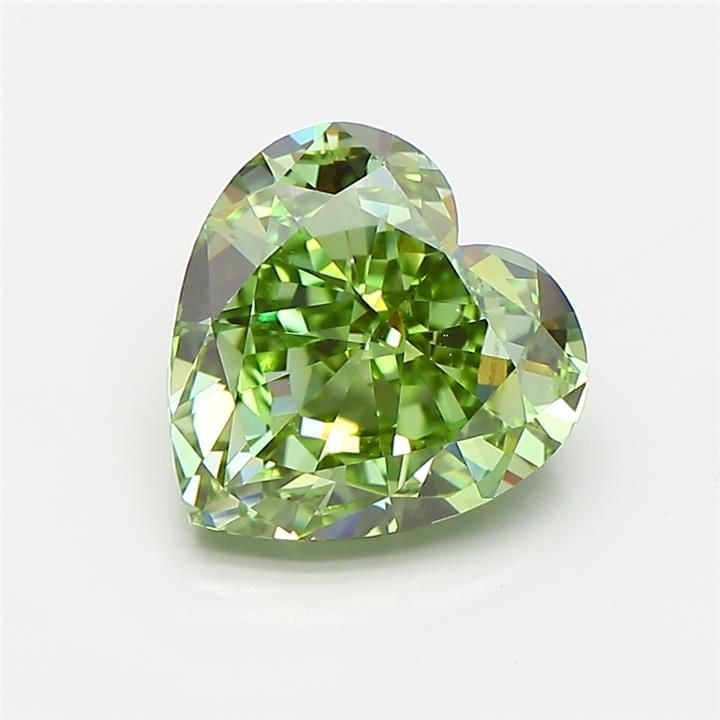 Loose Diamond - HEART 2.73ct Fancy Vivid Green VS1: Loose Diamond - HEART 2.73ct Fancy Vivid Green VS1 Source: This is a real non-mined Diamond that has been grown in a lab Shape: HEART Carats: 2.73 Color: Fancy Vivid Green Certification: IGI Video: