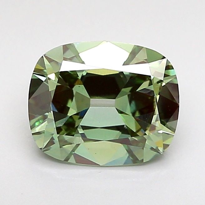Loose Diamond - CUSHION 1.55ct Fancy Vivid Green VS1: Loose Diamond - CUSHION 1.55ct Fancy Vivid Green VS1 Source: This is a real non-mined Diamond that has been grown in a lab Shape: CUSHION Carats: 1.55 Color: Fancy Vivid Green Certification: IGI Video