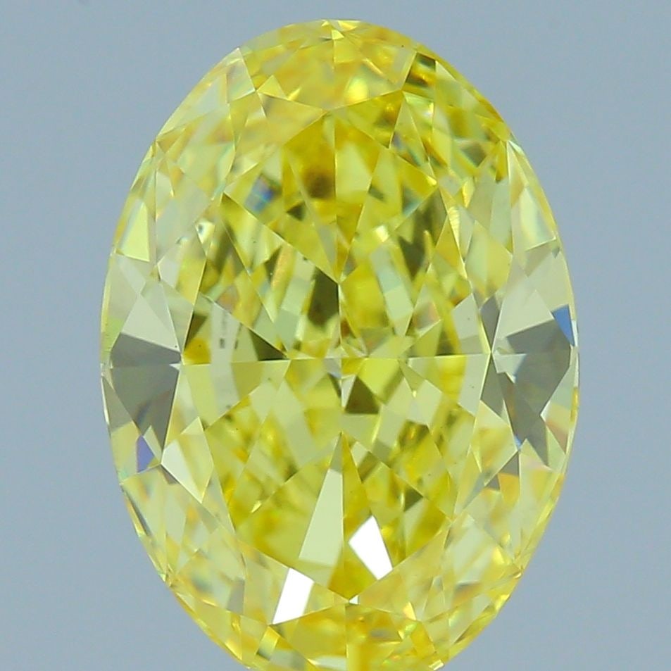 Loose Diamond - OVAL 4.02ct Fancy Vivid Yellow VVS2: Loose Diamond - OVAL 4.02ct Fancy Vivid Yellow VVS2 Source: This is a real non-mined Diamond that has been grown in a lab Shape: OVAL Carats: 4.02 Color: Fancy Vivid Yellow Certification: IGI Video: