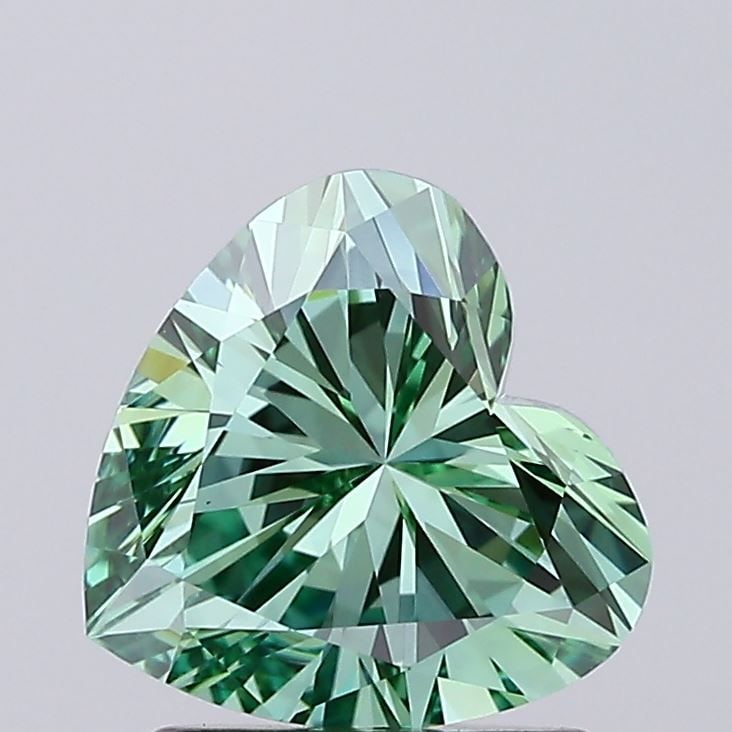 Loose Diamond - HEART 1.55ct Fancy Vivid Green VS1: Loose Diamond - HEART 1.55ct Fancy Vivid Green VS1 Source: This is a real non-mined Diamond that has been grown in a lab Shape: HEART Carats: 1.55 Color: Fancy Vivid Green Certification: IGI Video: