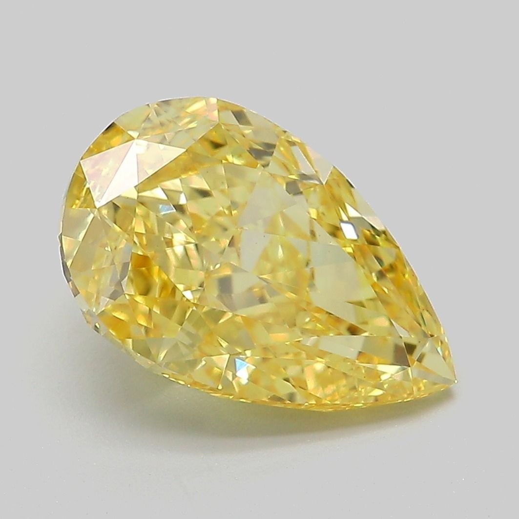 Loose Diamond - PEAR 4.03ct Fancy Vivid Yellow VVS2: Loose Diamond - PEAR 4.03ct Fancy Vivid Yellow VVS2 Source: This is a real non-mined Diamond that has been grown in a lab Shape: PEAR Carats: 4.03 Color: Fancy Vivid Yellow Certification: IGI Video: