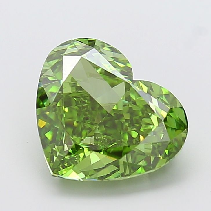 Loose Diamond - HEART 5.08ct Fancy Vivid Green VS1: Loose Diamond - HEART 5.08ct Fancy Vivid Green VS1 Source: This is a real non-mined Diamond that has been grown in a lab Shape: HEART Carats: 5.08 Color: Fancy Vivid Green Certification: IGI Video: