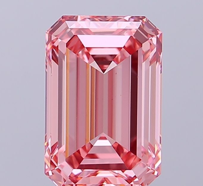 Loose Diamond - EMERALD 3.03ct Fancy Vivid Pink VS1: Loose Diamond - EMERALD 3.03ct Fancy Vivid Pink VS1 Source: This is a real non-mined Diamond that has been grown in a lab Shape: EMERALD Carats: 3.03 Color: Fancy Vivid Pink Certification: IGI Video: