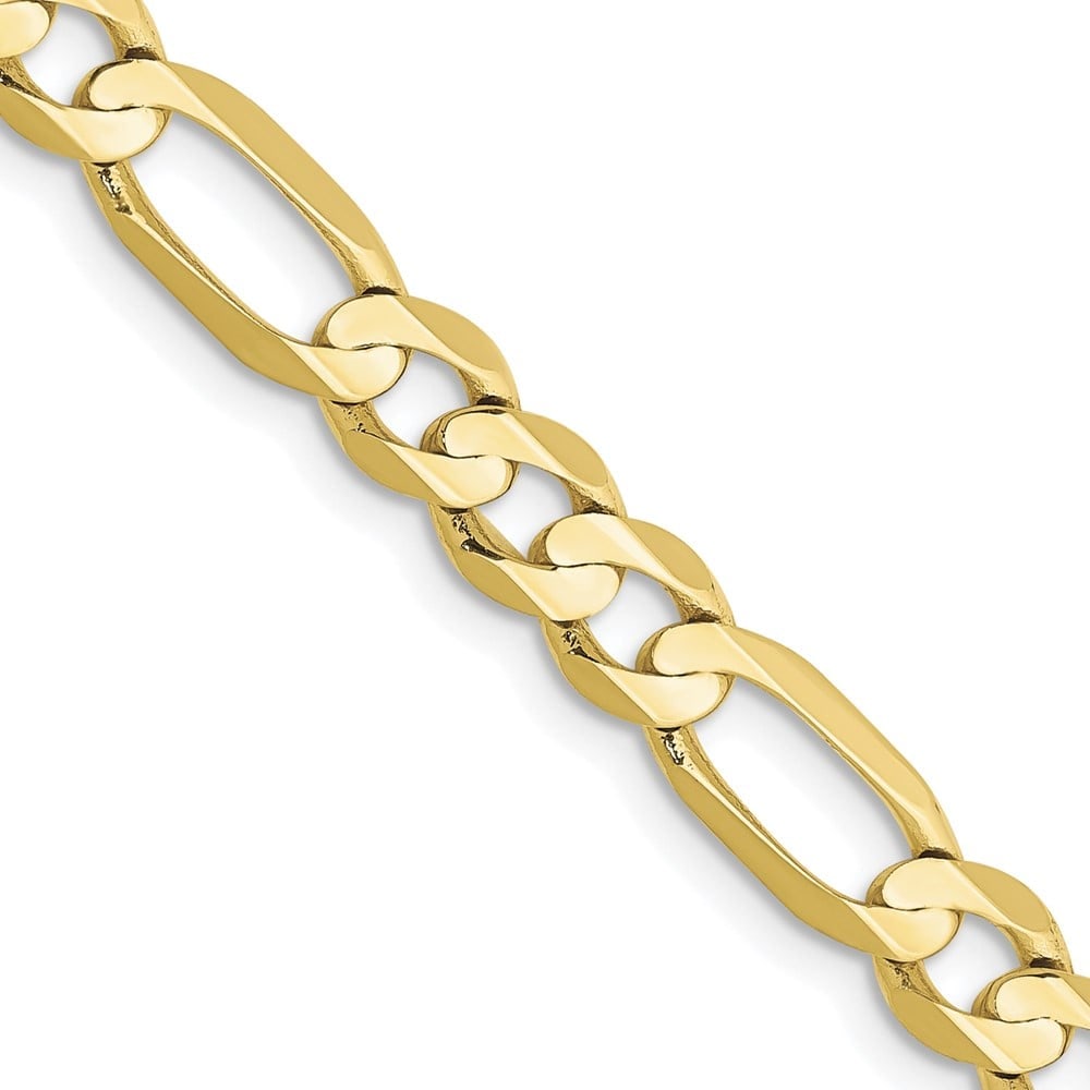 10k 5.5mm Concave Open Figaro Chain: 10k 5.5mm Concave Open Figaro Chain 10k 5.5mm Concave Open Figaro Chain Metal: 10k Yellow Gold Weight: 12.27 grams Length: 18" Width: 5.5" This item may take 2-5 weeks for shipping. The Diamond Depot 