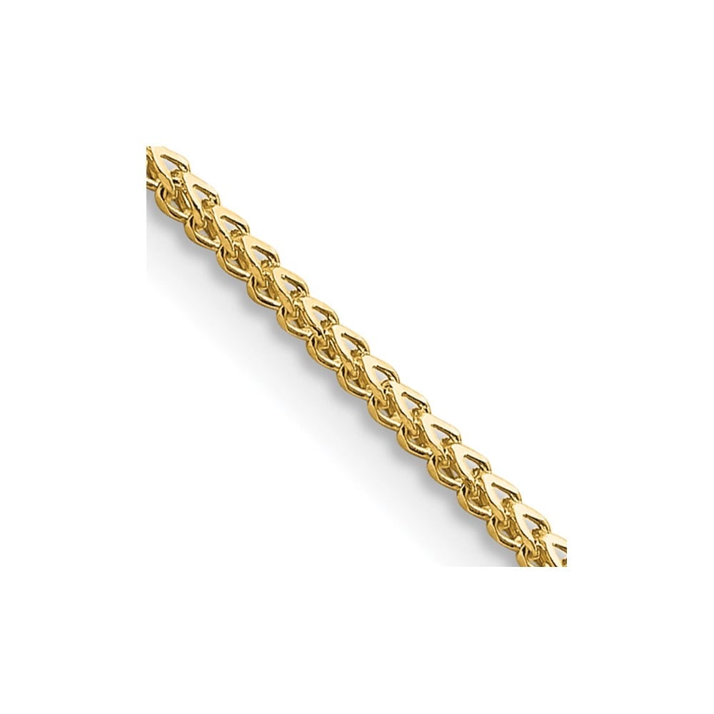 14k 1.0mm Franco Chain: 14k 1.0mm Franco Chain 14K 24 inch 1mm Franco with Lobster Clasp Chain Metal: 14k Yellow Gold Weight: 5.09 grams Length: 24" Width: 1" This item may take 2-5 weeks for shipping. The Diamond Depot Guar