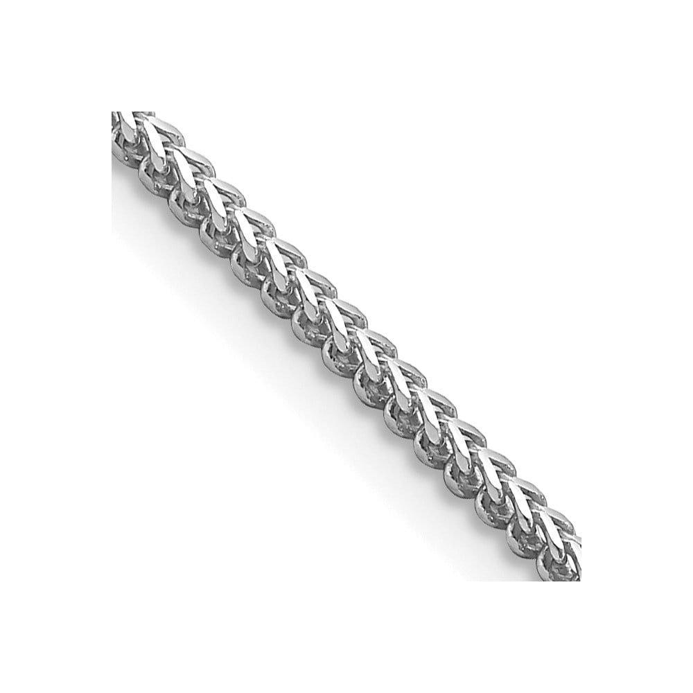 14k White Gold 1.5mm Franco Chain: 14k White Gold 1.5mm Franco Chain 14K White Gold 30 inch 1.5mm Franco with Lobster Clasp Chain Metal: 14k White Gold Weight: 12.41 grams Length: 30" Width: 1.5" This item may take 2-5 weeks for shippi