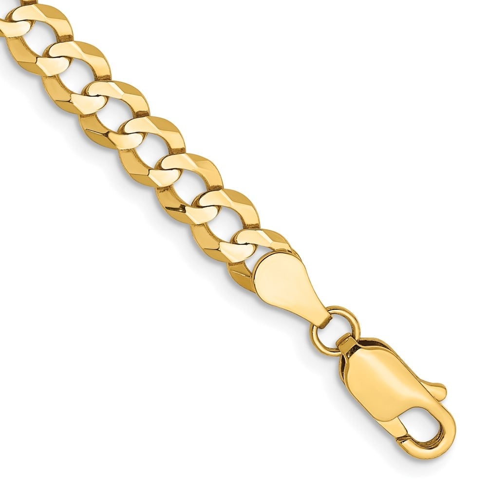 14k 4.7mm Lightweight Flat Cuban Chain: 14k 4.7mm Lightweight Flat Cuban Chain 14K 8 inch 4.7mm Lightweight Flat Cuban with Lobster Clasp Bracelet Metal: 14k Yellow Gold Weight: 5.29 grams Length: 8" Width: 4.7" This item may take 2-5 weeks