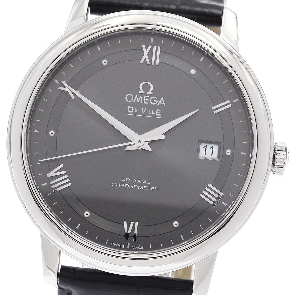 Omega De Ville Prestige 424.13.40.20.06.001 Mens Automatic Wristwatch: Omega De Ville Prestige 424.13.40.20.06.001 Mens Automatic Wristwatch Pre-owned OMEGA De Ville Prestige Co-Axial Chronometer automatic wristwatch for men with a gray dial, stainless steel case, leathe